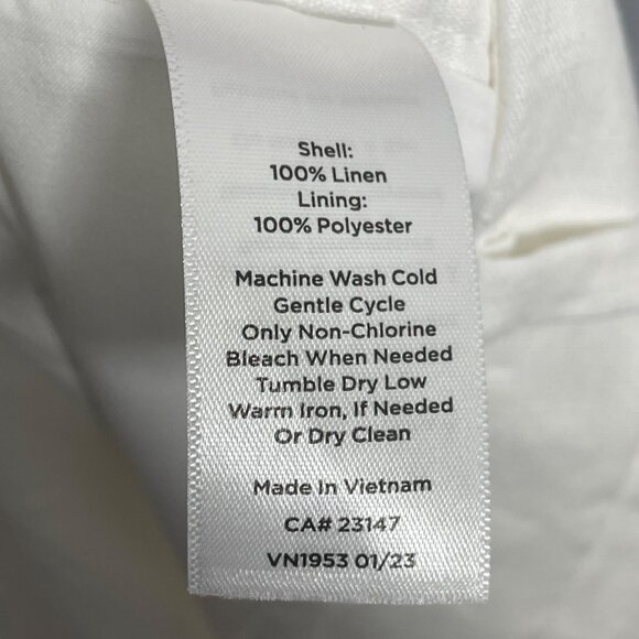 Talbots 100% Linen Bristol Crop Pant White Woemns Plus Size 22W Petite High Rise - Picture 6 of 10